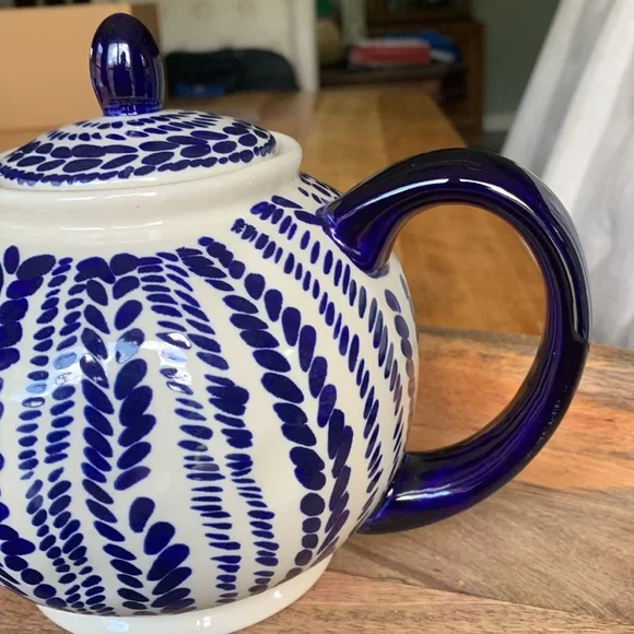Blue and White Ceramic Teapot - Picture 5 of 12